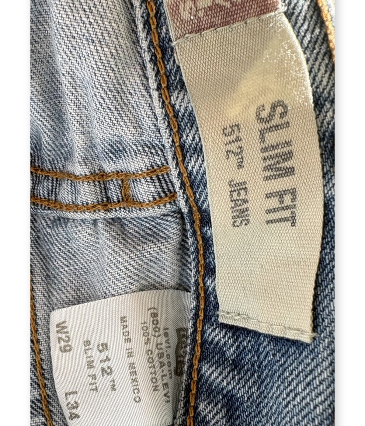 Vintage Levi's 512 Slim Fit Jeans — Light Wash — Size 26