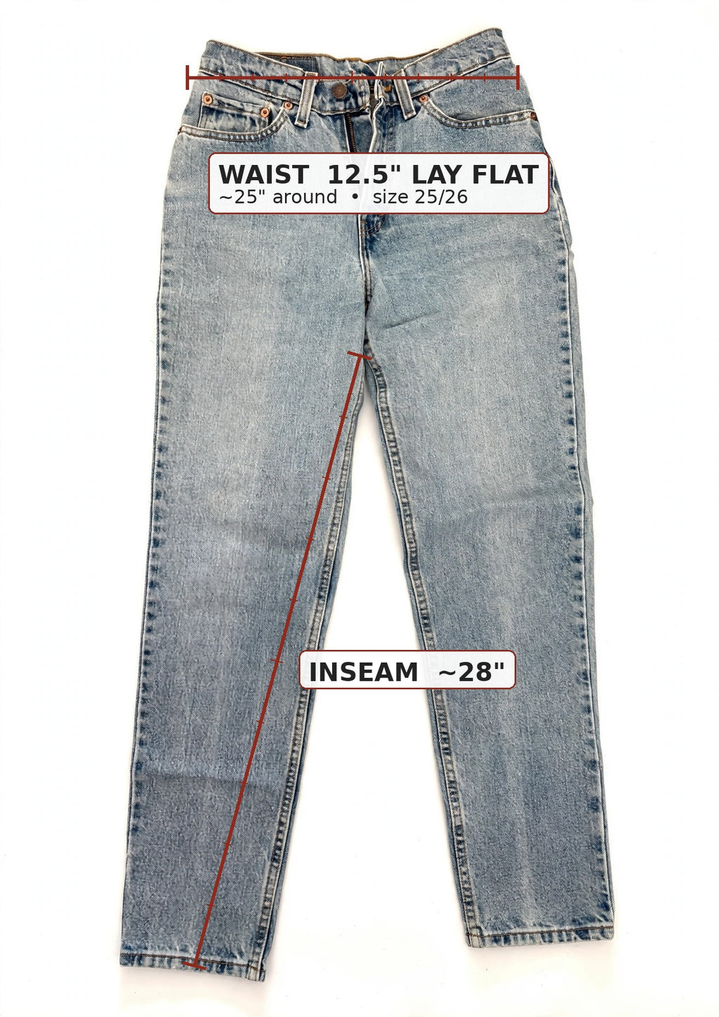 Vintage Levi's 512 Slim Tapered Jeans — Light Wash — Size 25