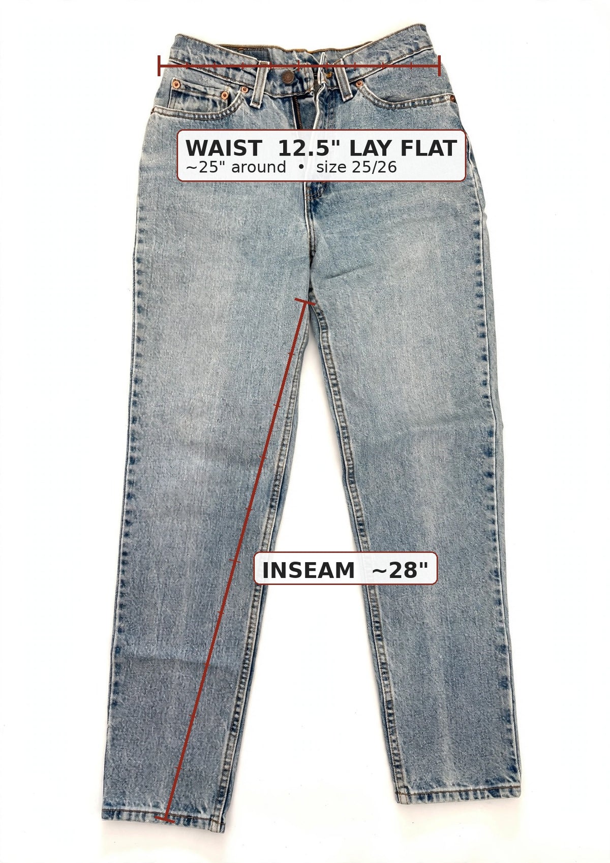 Vintage Levi's 512 Slim Tapered Jeans — Light Wash — Size 25